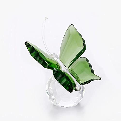 Lioaeust Kristall-Schmetterlings-Figur, Schmetterlings-Ornamente, Basteln, Glas, Briefbeschwerer, Heimdekoration, Hochzeitsdekoration für Wohnzimmer (grün)