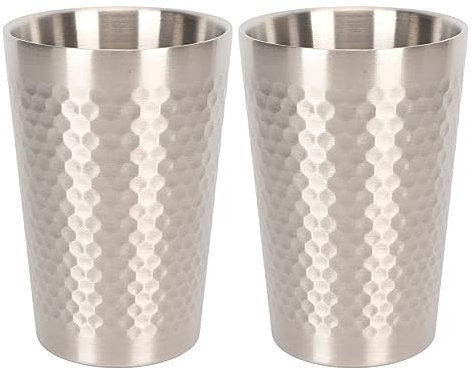 2 Vasos de Pinta de Acero Inoxidable de Doble Pared, Vasos para Beber, Vasos de Metal con Aislamiento Al Vacío Irrompibles, Vasos para Beber Frío y Caliente, 12 Oz/350 Ml