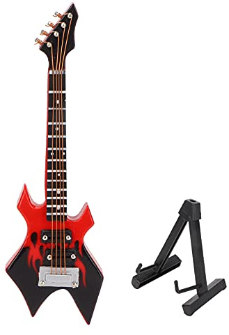 TOPINCN Modello Basso Basso Elettrico Strumento in Miniatura Angolo Acuto Ornamenti Musicali Strumento Musicale in Miniatura Chitarra Decorazione Legno Legno (Basso Elettrico a Punta