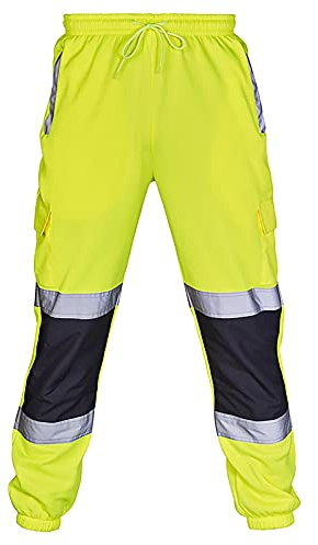 Pantalon De Travail Homme avec Bandes Réfléchissant Pantalon Cargo Homme avec Poche Taille Elastique Randonnée Jogging Sport Baggy Chasse Large Moto Tactique Grande Taille Ete Sudation