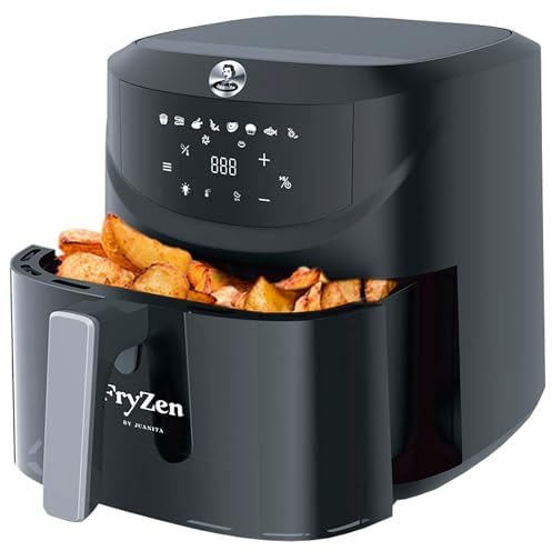Juanita Fryzen1 Friggitrice ad Aria 7.6 Litri e 2000W, Friggitrice Aria 8 Programmi di Cottura, Giglia Elettrica con Finestra, Display LED Digitale, Air Fryer con Cestello Antiaderente e Timer