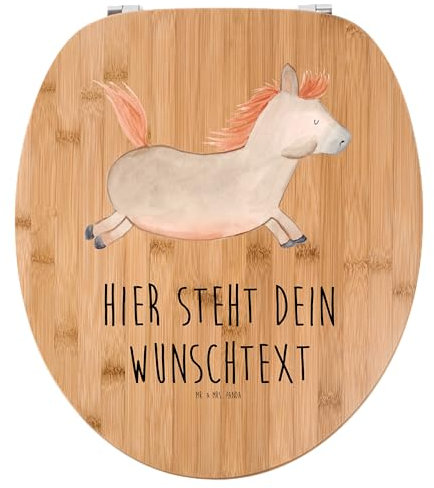 Mr. & Mrs. Panda Personalisierter WC Sitz Motiv Pferd Springen - Personalisierte Geschenke, Klodeckel, Pferdestall, Reiten, Klobrille, Toilettendeckel, WC-Deckel, Bauernhof, Stall, Pferde, mit Namen