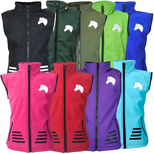MS-Trachten Gilet softshell da equitazione per bambini Juli, con fodera in rete, bellissimi colori, Lilla, 158-164