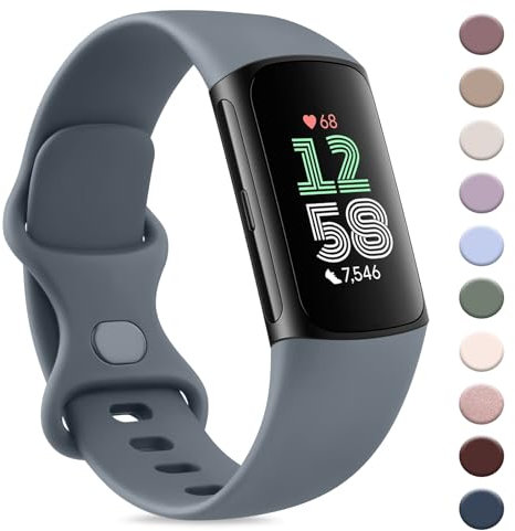 AK Sport Band Compatible with Fitbit Charge 6 Bands / Fitbit Charge 5 Bands Women Men, Classic Soft Replacement Straps Wristbands for Fitbit Charge 6 / 5 Advanced Fitness & Health Tracker (Blue