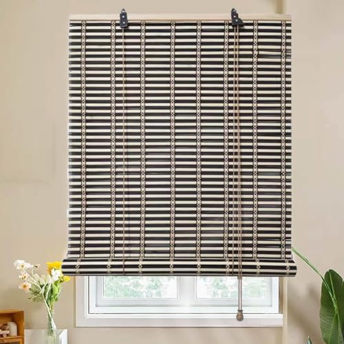 Sh000ad Bambusrollo Bambus Jalousie,Retro Rollo für Fenster und Türen,Natur Blickdicht Raffrollo aus Bambus,Sonnenschutzvorhang für Innen/Außen,Balkon,Garten,Anpassbar,Breite x Höhe (50cm x 100cm)