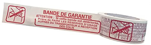 JeCo -Lot de 216 rouleaux de ruban adhésif imprimé Bande de garantie 48mm x 100 m pour la sécurité et la signalétique de vos envois expédition emballage carton