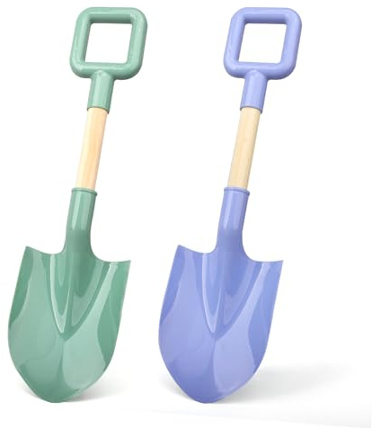 16 Wood Beach Sand Shovel Toys for Kids Adults, Heavy Duty Gardening Tools, Sturdy Spades for Sandbox Table, ABS Plastic Scoop for Sand Snow Shoveling Digging, Backyard Summer Winter Fun 2 Pack
