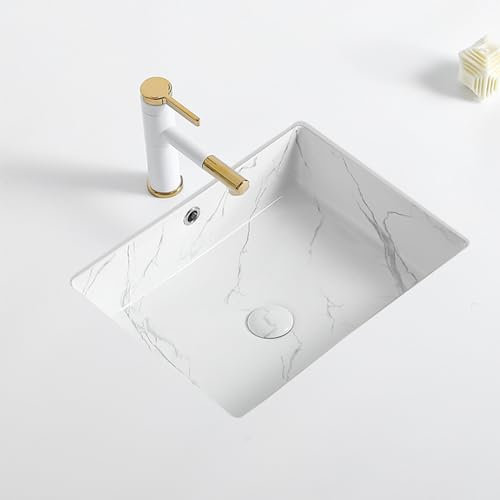 Cucina Lavabo in ceramica bianca，Lavatoio da incasso in ceramica bianca，Vasca da bagno o lavelli da cucina con rubinetto，Con rubinetto estraibile, con valvola angolare calda e fredda, adatto per cucin