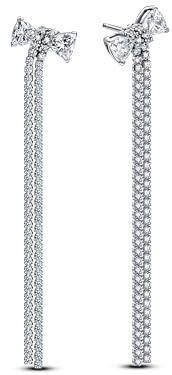 Pandora Timeless Pavé-Schleife Tropfen-Ohrringe aus Sterling Silber mit Zirkonia, 293544C01