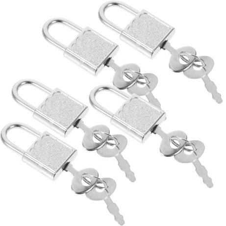 Vaguelly 5pcs Antique Style Small Lock Key Set for Kids Treasure Chest, Reusable Sealing Padlocks for and Jewelry Boxes, Silver Metal Locks for Children’s Play and Storage