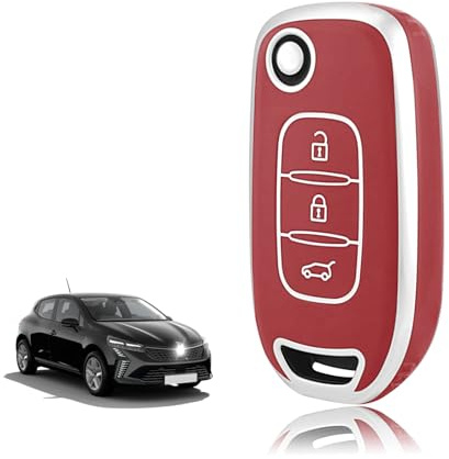 TOOMUME Funda Llave TPU, Carcasa Llave Apto para Renault Kangoo 3 Twingo 3 Megane 4 Trafic 4 Clio 5 Captur Express Dacia Sandero Stepway Duster, Cubierta Llaves Coche Mando - Flip Key
