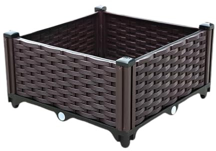 JISADER Caja de jardín elevada Caja de siembra al Aire Libre Resistente Caja de Maceta de contenedores de Plantas fácil de Usar para Patio de Porche, 40cmx40cmx22cm