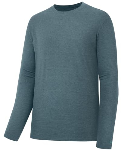 Bassdash Camiseta de Pesca de Manga Larga para Hombre, Mezcla de algodón Ultra Suave UPF 50+, protección Solar UV, Camiseta de Rendimiento Informal