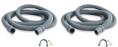 2 Set Washing Machine Drain Hose Double Ends Thick Wall Corrugated Design Flexible Extension Kits Movable Hook Hanger 4m/Accessories