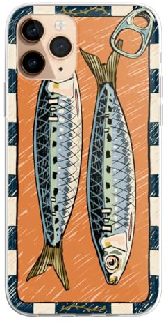 SmartGiftShop Daisy Mitchell @dibbuns telefonfodral exklusivt modernt konstverk klart silikon telefonskydd för iPhone 11 – sardine fiskburk