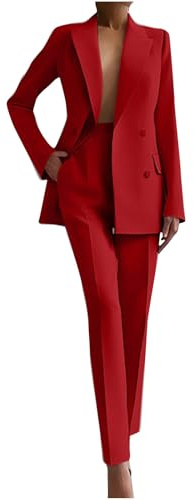 NUSGEAR Traje de 2 Piezas Mujer Moda Blazer y Pantalones largo Otoño invierno Slim Fit Elegante Negocios Oficina Fiesta Cena color sólido Casual Traje Basic Chaqueta cómodo abrigo Conjunto 2025