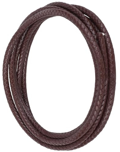 CALFOVERA 219 iarda X 6mm di Cordino in Pelle Intrecciata Bolo Cord Cordoncino Rotondo in Vera Pelle Marrone Scuro per La Creazione di Gioielli Collane Bracciali Intrecci Perline Progetti Fai da Te