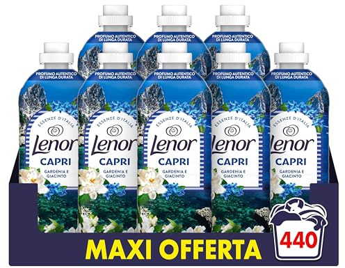 Lenor Ammorbidente Lavatrice Concentrato Essenze d’Italia, 440 Lavaggi (8x55), Capri, Note Di Gardenia e Giacinto, Profumo autentico di lunga durata
