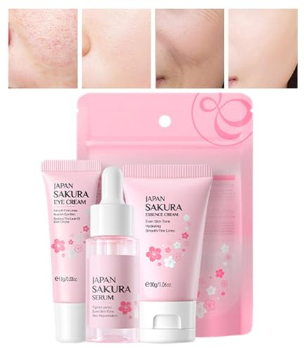 Kit Di Cura Della Pelle Da Viaggio,Crema Viso 30 g - Siero Viso 17ml E Crema Contorno Occhi 15g Set Bellezza Lenitivo Nutriente Per Donne E Ragazze