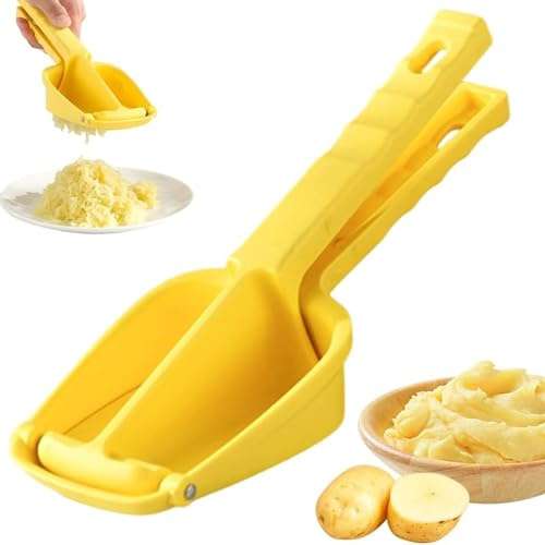 drburpily Presse-purée Manuel en Acier Inoxydable pour Pommes de Terre et ail, Grande Taille, Fin et Multifonctionnel, Jaune