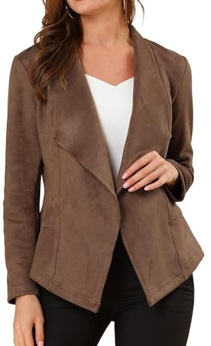 Novlewign Wildlederjacke Damen Suede Jacket Herbst Winter Langarm Übergangsjacke Kunstlederjacke Blazer Wildleder Casua Frühlingsjacke Kurzjacke