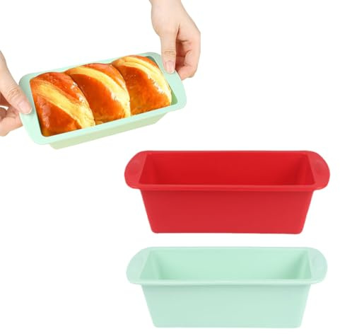 EJRUP 2er-Pack Rechteckig Brotbackform,Klein Brotbackform,Kastenform Kuchen Brote, Silikon Backform,Classic Airfryer Silikonformen Brotformen Zum Backen Zubehör Set