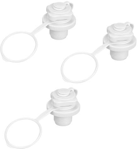 BESPORTBLE 3 Válvulas de Aire Espiral de Repuesto Blancas sin Base Tapones de Rosca de 22 MM para Kayaks Botes Inflables Piscinas y Colchones de PVC Válvula para Bote Auxiliar a Prueba