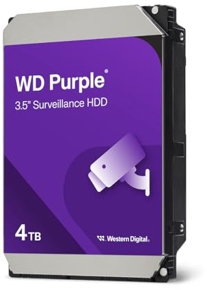 WD Purple 4 to Disque Dur Interne 3,5 dédié Vidéosurveillance - AllFrame Technology, 180BT/yr,Cache de 256 Mo