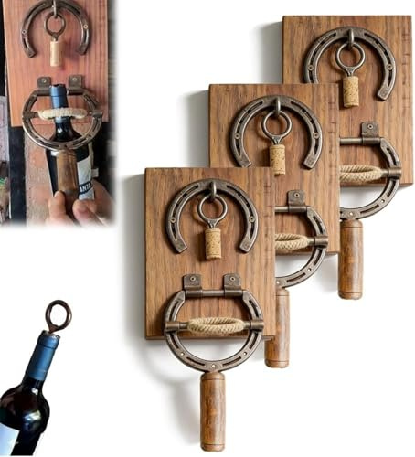 Cavatappi a ferro di cavallo rustico da parete, decorazione industriale vintage, funzionale ma elegante, accessorio per gli amanti del vino, strumento di decorazione per la casa