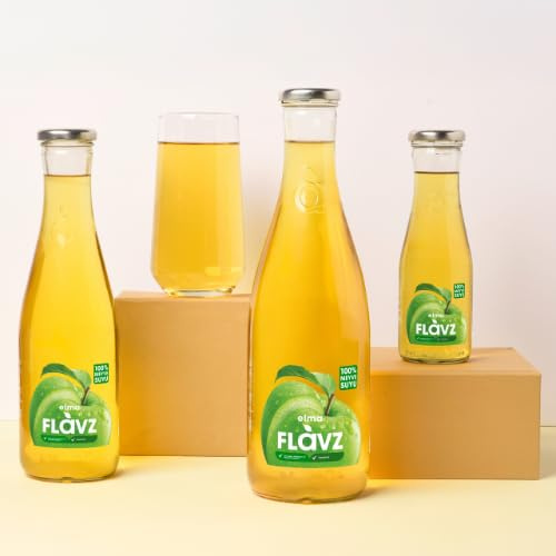 Flavz 100% Natural Apple Juice, Glass Bottle, No Additives or Preservatives, Made from Real Fruit (640 ml (Pack of 6))