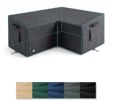 Epic Tube Abdeckung nach Maß - Form L – wasserdichte Oxford 600D Schutzhülle für Ecksofa Küchenblock Ecke Eckbank Eckbar - Robustes Edelstahl-Zubehör - Made in EU
