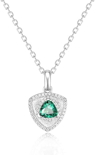 FANCIME Trinity Leroy triangel födelsesten halsband damer 925 sterlingsilver kedja ädelsten hänge årsdag födelsedag alla hjärtans dag fina smycken gåvor för kvinna dina kvinnor