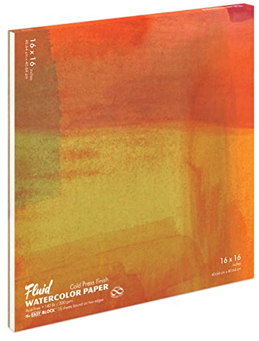 Fluid Watercolor Paper 881616 140LB Cold Press 16 x 16 Block, 15 Sheets