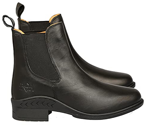 Bow & Arrow Ladies Jodhpur Boots | Women Chelsea Ankle Boots | Equestrian Riding Shoes With Cap Toe Low Block Heel Side Elastic Gusset Pull Tab | For Outdoor Riding walking Made With Leather Material