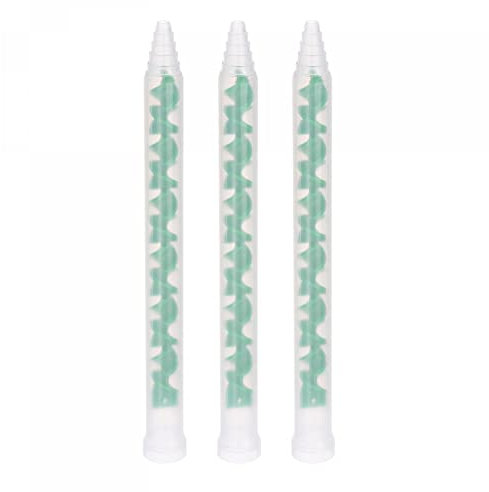sourcing map 3 Pcs Epoxy Tubes Static Mixer, 7.76-inch Plastic Resin Mixing Nozzle Round Connector for AB Glue Adhesive Gun Applicator 50ml Cartridges, Green