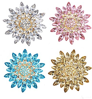 Oenothera 4 Stücke 4 Farbe Kristall Blume Brosche, Broches Damen, Österreichischen Kristall Hochzeit Brosche, für DIY Hochzeit Dekoration Haarschmuck