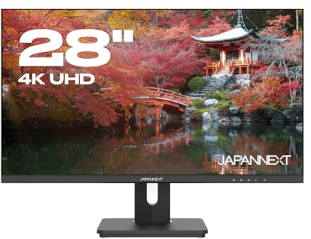 JapanNext Monitor 28 Zoll IPS 4K UHD HDR (3840x2160) | USB-C Power Delivery (65W) Neigungsverstellung Integrierte Lautsprecher | sRGB 100% G-Sync/FreeSync | 2 Jahre Garantie | JN-IPS282UHDR-C65W