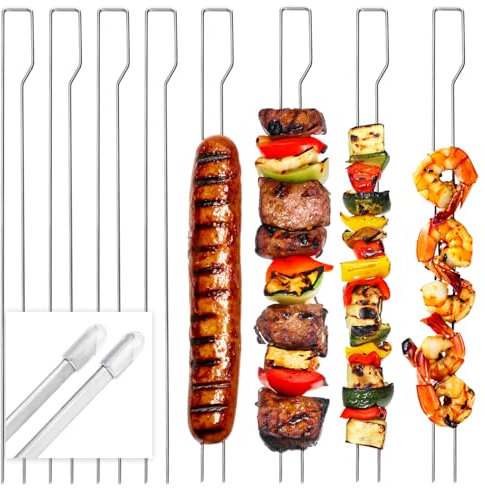 Wilhelm Sell® 8X Spiedini BBQ 4 mm – Spiedini Doppi Super Resistenti in Acciaio Inox 430, 30 cm – con Manico per Carne, Pesce & Verdure – Fissaggio Sicuro, Massimo Divertimento alla griglia