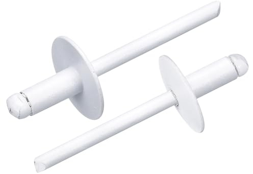 sourcing map 50 rivetti ciechi a testa larga con flangia da 0,9 x 0,9 cm, impugnatura in acciaio al carbonio zincato, rivetti ciechi, colore bianco