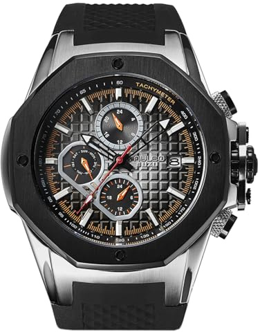 MULCO Buzo Tentacles Watch for Men – Stainless Steel Case with Wrist Silicone Band, Quartz Multifunctional Movement, Large Face Analog Display, 100m Water Resistant, Sport Luxury Design, Buzo