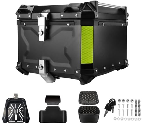 RVIFY Caja de Cola Motocicleta Caja para Casco de Motocicleta, de Aluminio CNC, para la Parte Superior y Trasera, con Cerradura, Compatible con BMW R1200GS. Baúl de Moto(55L Black)
