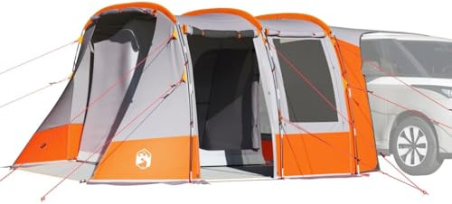 Tienda de Campaña para Coche, Impermeable y Resistente al Viento, Material Poliéster 185T con PU, Tienda Techo Coche, Tienda Campaña Montaje Rapido,Color Gris y Naranja, 403x325x209 cm