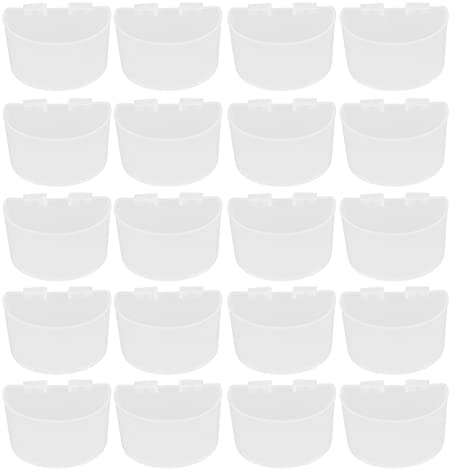 20pcs Vogelfutter Schüssel Kunststoff Papagei Wasser Fütterung Tasse Vogelkäse Feeder Trough Set Kit Kit (Weiß)