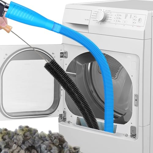 2 PCS Universal Dryer Vent Cleaner Kit, Flexible Universal Tumbler Dryer Lint Vacuum Extension Hose, Lint Vent Hoover Attachment with Flexible Hose & Brush for Tumble Dryer/Washing Machine