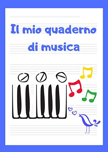 Quaderno pentagrammato per bambini: Il mio quaderno di musica, A4, 110 pagine, 6 pentagrammi per pagina (pentagramma grande)