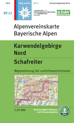 Karwendelgebirge Nord, Schafreiter: Topographische Karte 1:25.000 mit Wegmarkierung, Ski- und Schneeschuhrouten (Alpenvereinskarten)