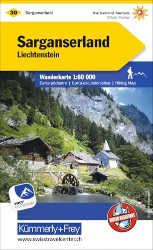 Kümmerly+Frey Wanderkarte 30 Sarganserland 1:60.000: Mit Lichtenstein. Wetterfest, matt laminiert und mit free Download