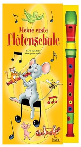 Meine erste Flötenschule: Schritt für Schritt Flöte spielen lernen mit bunter Holzflöte