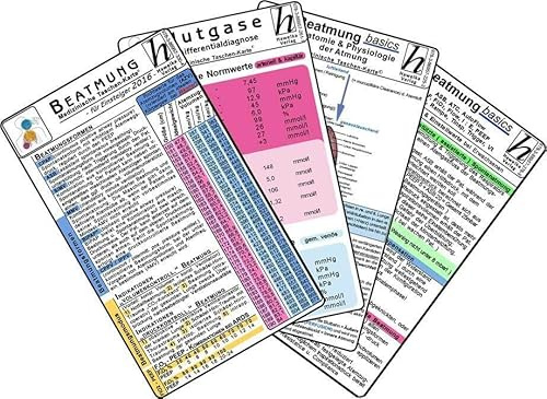 Beatmungs-Karten-Set für Einsteiger (5er-Set) - Medizinische Taschen-Karte: Bestehend aus: Beatmungsformen, Indikationen, Grundeinstellungen & phys. ... Rampe, Tinsp, Trigger, Vt - Basics Anatomie