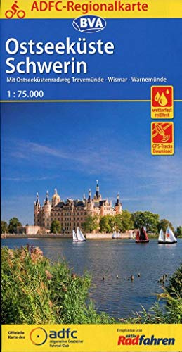 ADFC-Regionalkarte Ostseeküste Schwerin, 1:75.000, reiß- und wetterfest, GPS-Tracks Download: Mit Ostseeküstenradweg Travemünde - Wismar - Warnemünde (ADFC-Regionalkarte 1:75000)